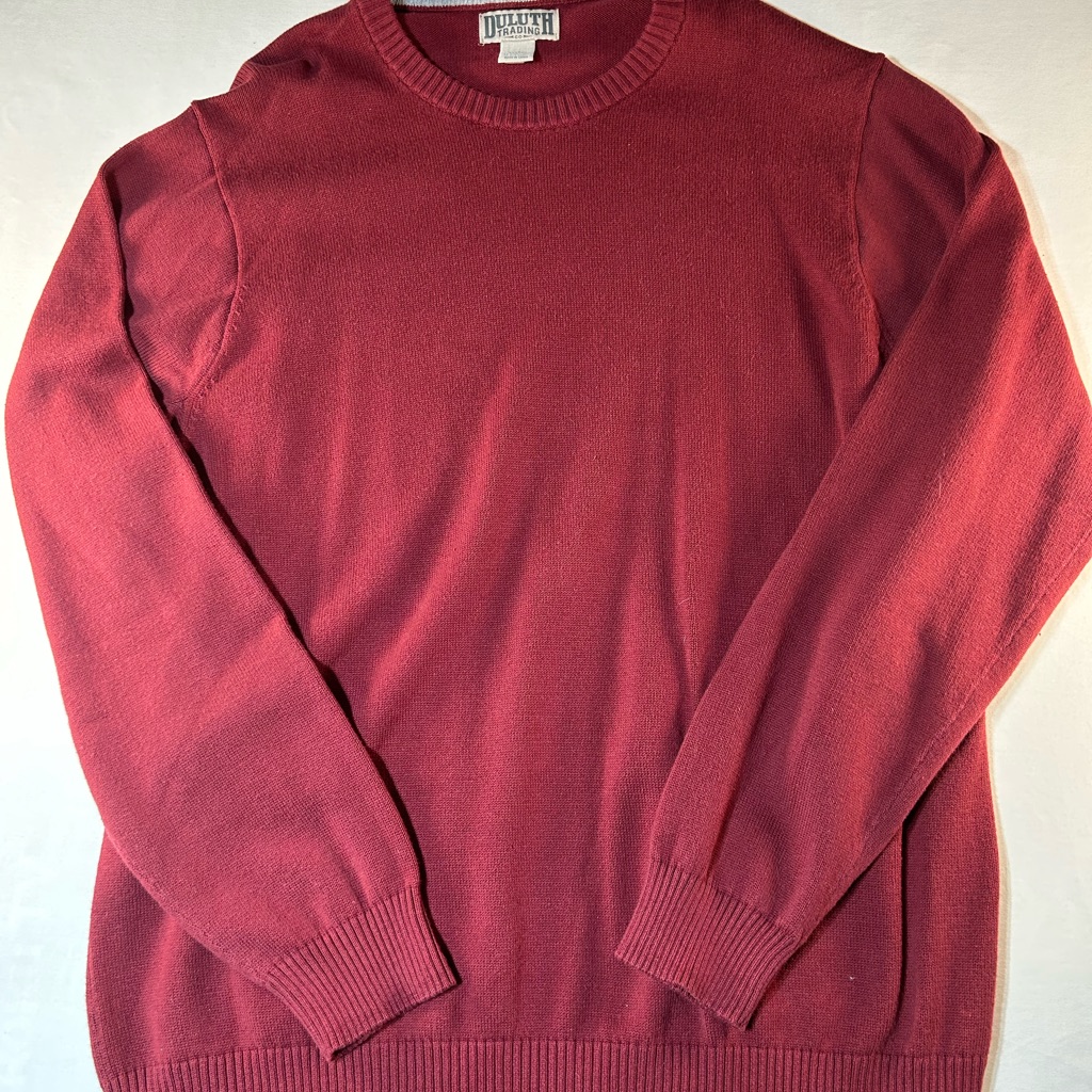 Duluth Trading Co. Mens Xl Tall Knit Crewneck Sweater Cotton Blend Red Pullover